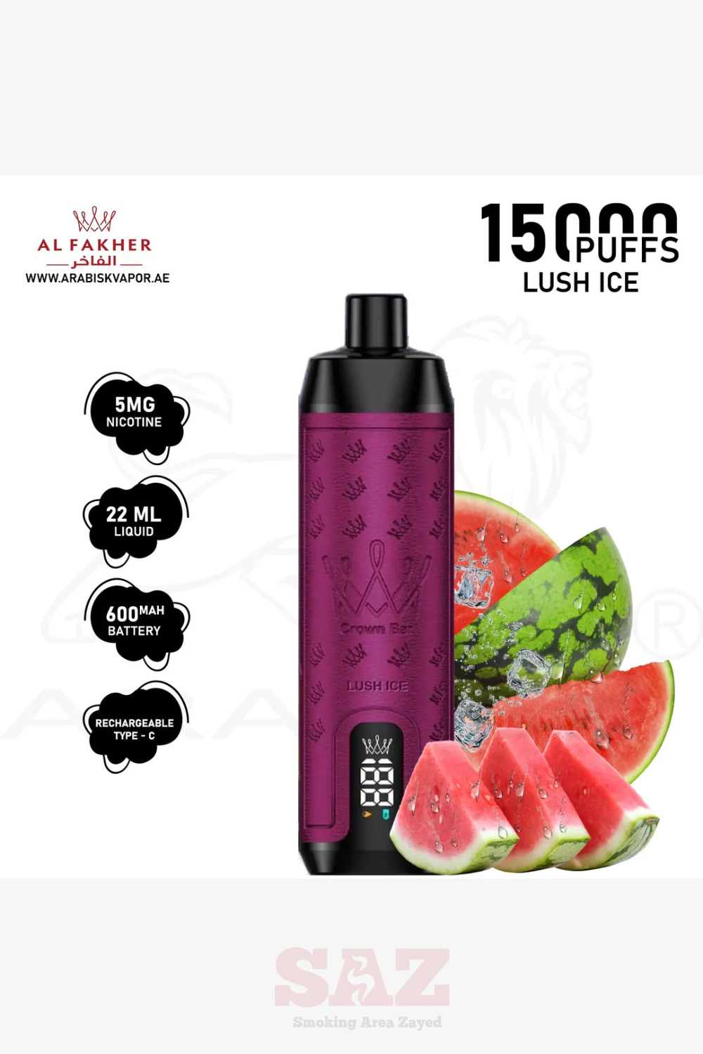 AL FAKHER CROWN BAR PRO MAX 15000 PUFFS 6MG SAZ STORE AL FAKHER CROWN BAR PRO MAX 15000 PUFFS 6MG SAZ STORE