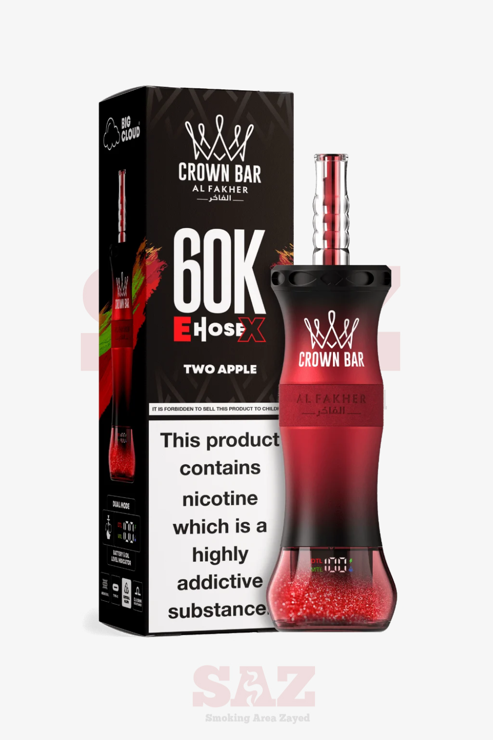 Al Fakher Crown Bar E Hose X 60000 60k Puffs Disposable Vape | Shisha Hookah