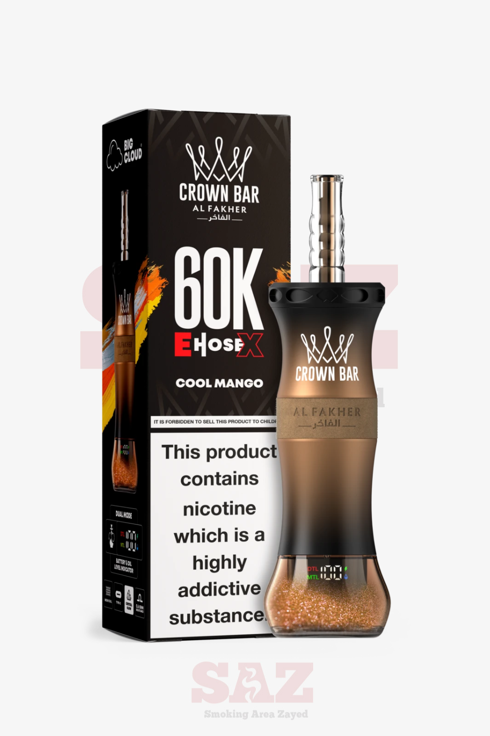 Al Fakher Crown Bar E Hose X 60000 60k Puffs Disposable Vape | Shisha Hookah