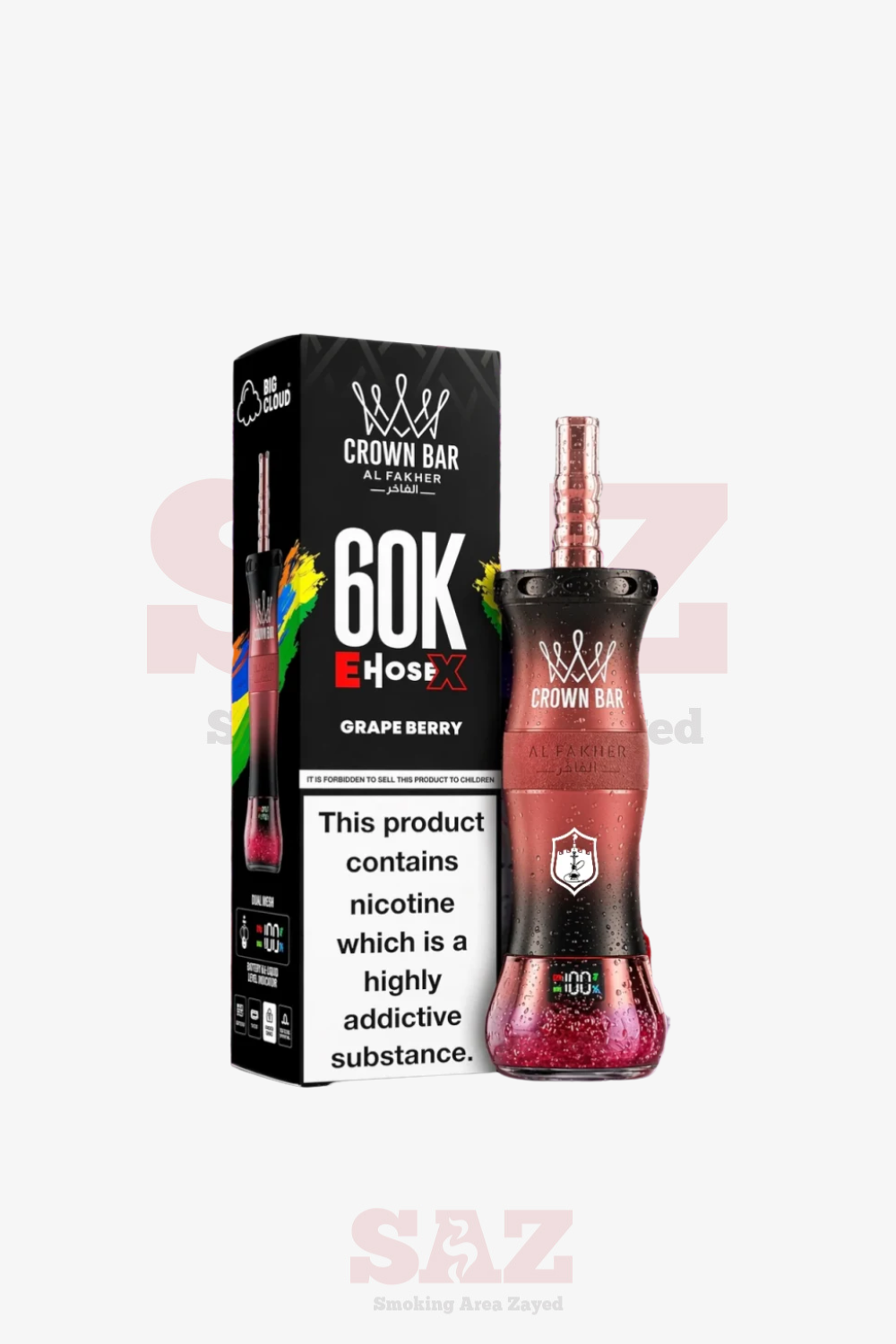 Al Fakher Crown Bar E Hose X 60000 60k Puffs Disposable Vape | Shisha Hookah